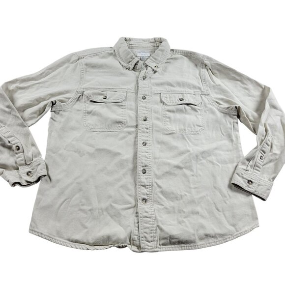 Lucky Brand Denim Jacket Mens Large Beige Button Up Casual Denim Pockets - Picture 1 of 7